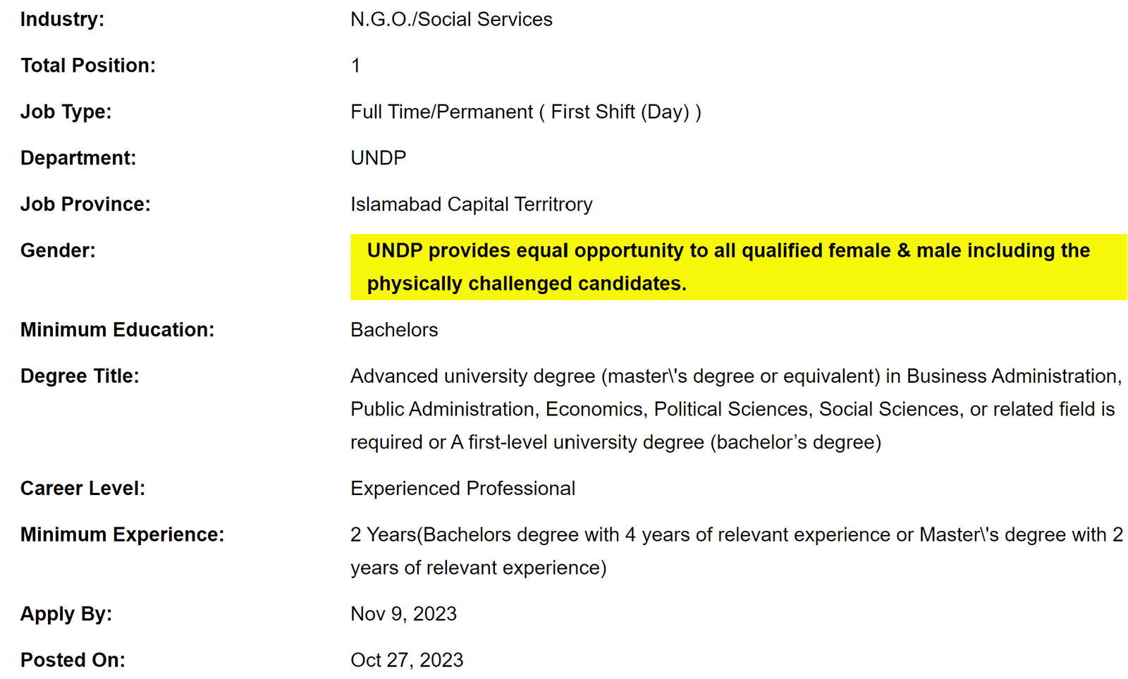 Programme Analyst Position at UN Jobs 2023