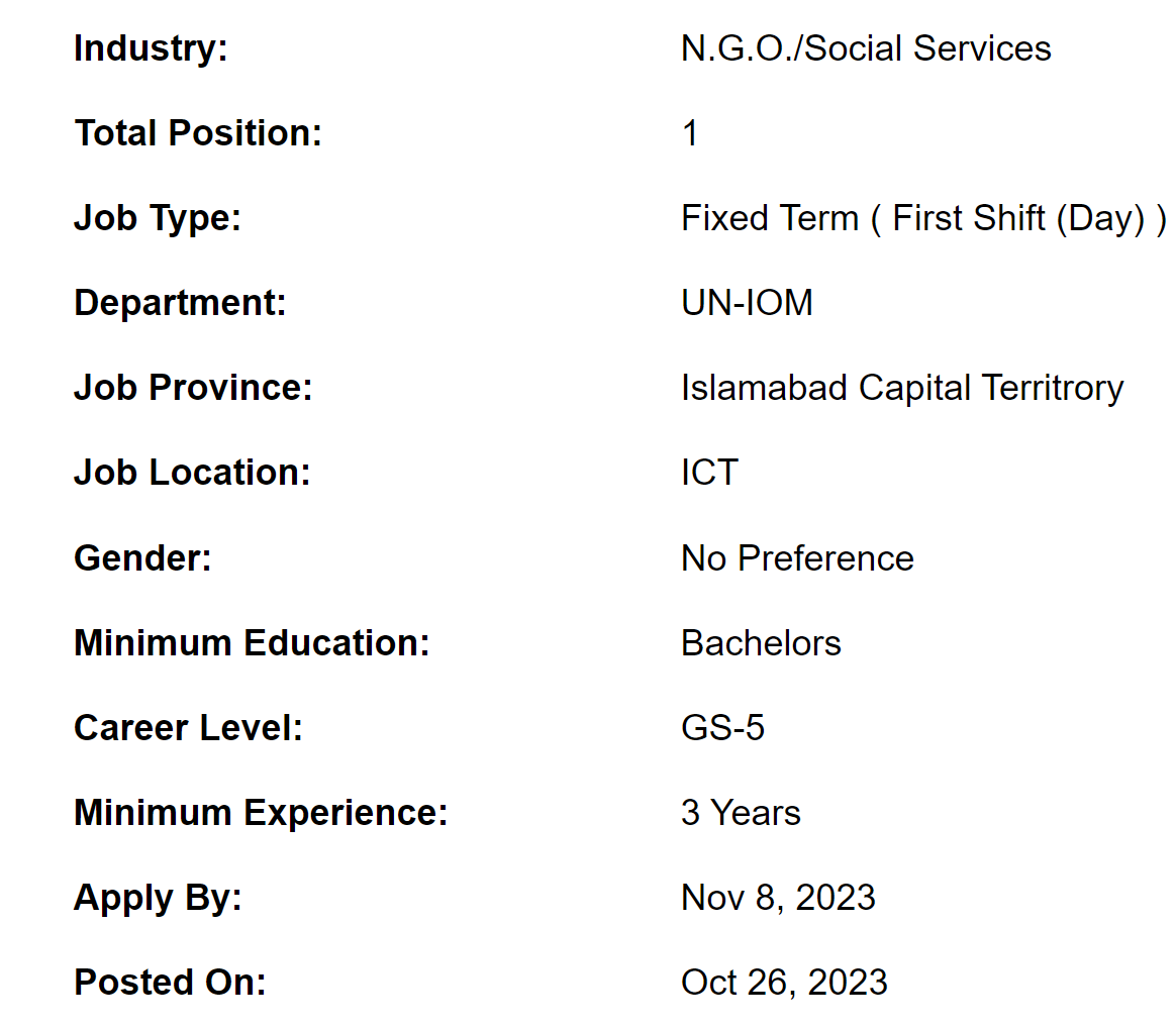 UN-IOM required Programme Assistant Jobs 2023