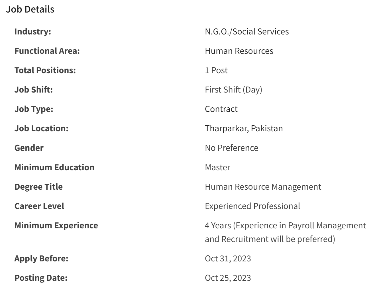 INGO job HR Officer required at Jobs 2023