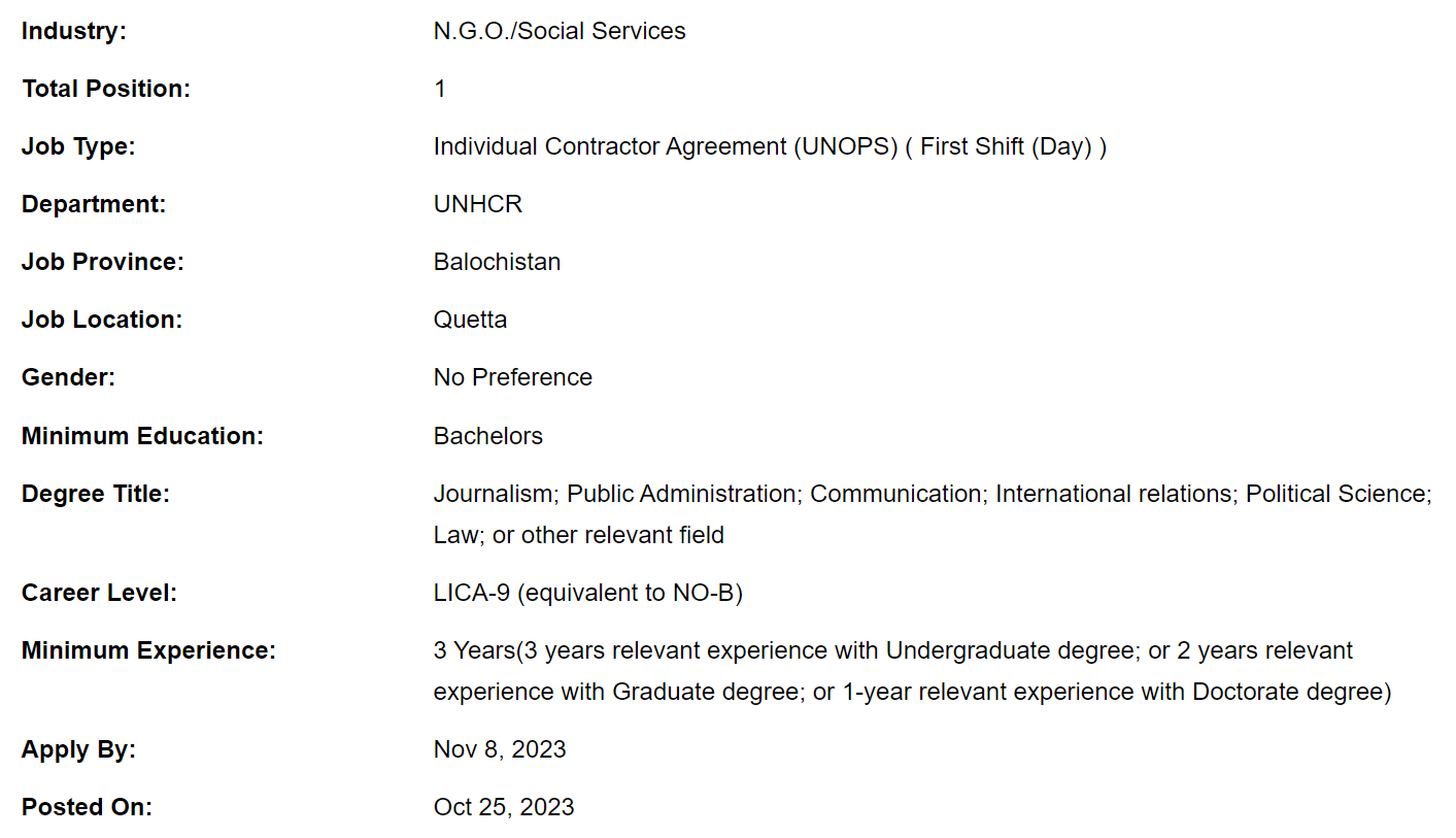 UN-UNHCR required Associate Reporting Officer Jobs 2023