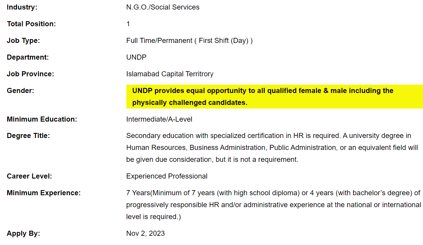 UNDP need Human Resources Associate Jobs 2023
