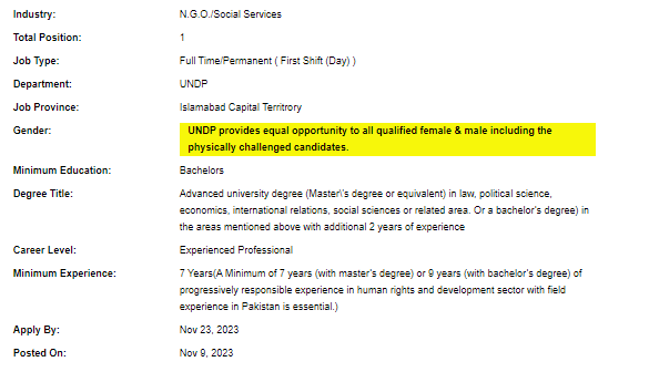 UNDP need Rights Based Development Expert Jobs 2023
