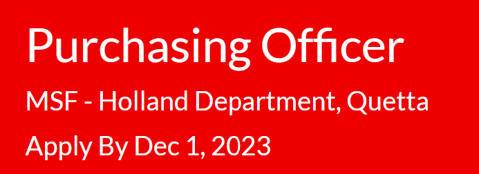 INGO MSF - Holland need Purchasing Officer Jobs 2023