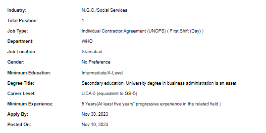 UN-WHO need HR Assistant Jobs 2023