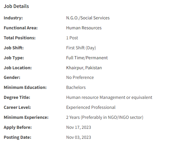 INGO need HR Officer Jobs 2023