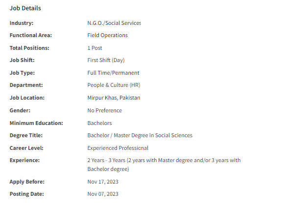 Islamic Relief INGO need Community Development Officer Jobs 2023
