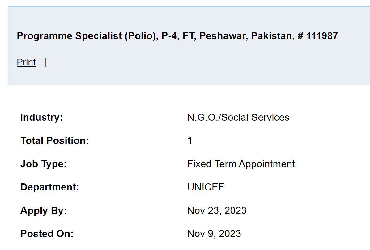 UNICEF need Programme Specialist Jobs 2023