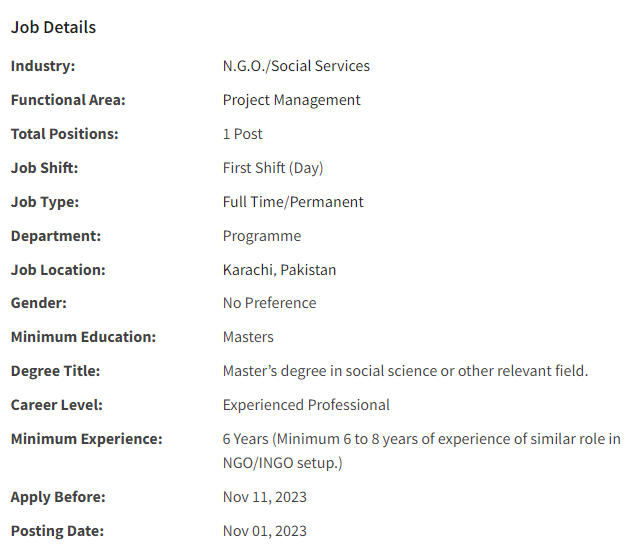 INGO Islamic Relief need Senior Project Officer Jobs 2023
