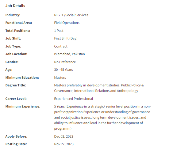 Programme Manager required by NGO Jobs 2023