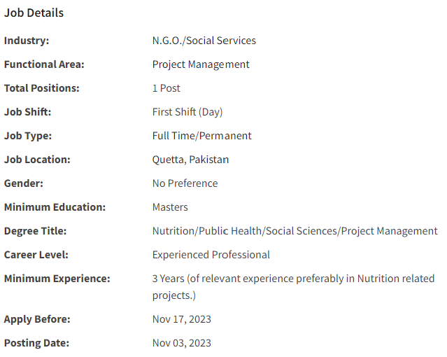 INGO need Project Manager Jobs 2023
