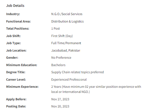 Logistics Officer Jobs at INGO Solidarites International 2023