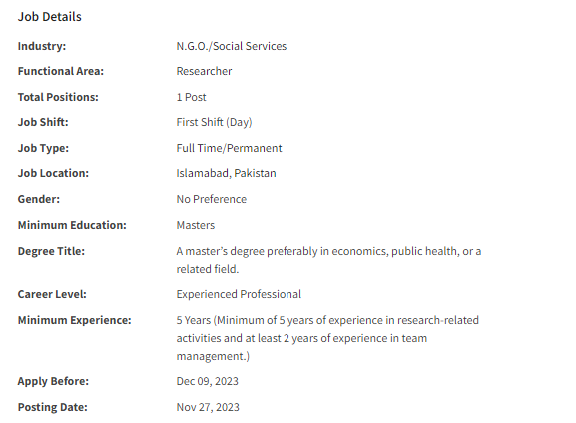 RADS NGO is looking for Senior Research Analyst Jobs 2023