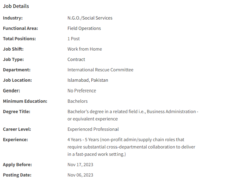 INGO need Senior Regional Support Officer Jobs 2023