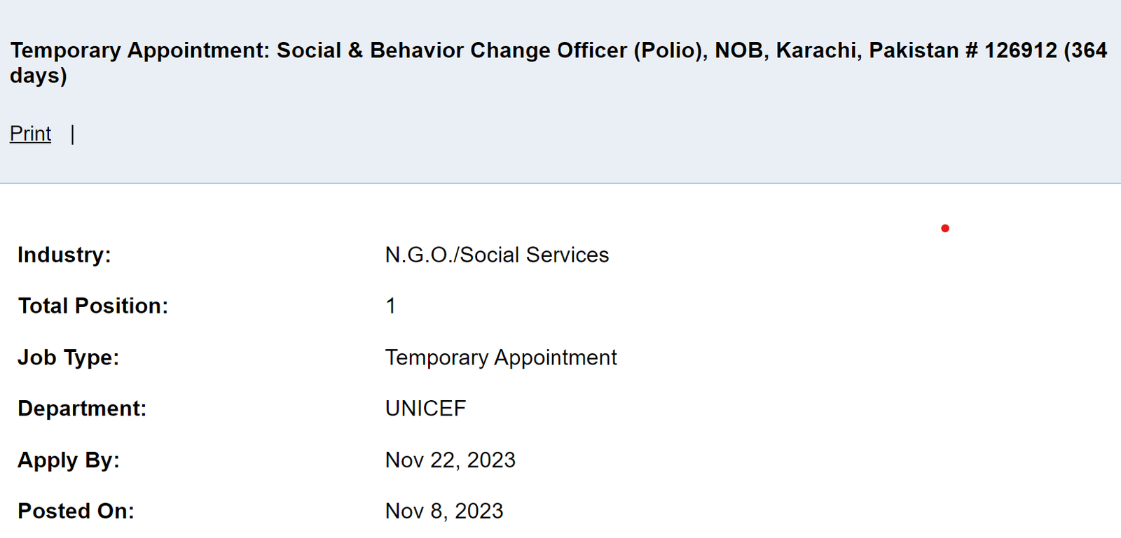 UNICEF need Social & Behavior Change Officer Jobs 2023