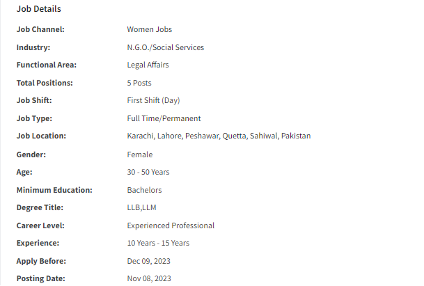 NGO need Legal Advisor for multiple cities Jobs 2023