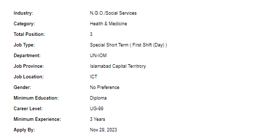 UN-IOM need Laboratory Assistant Jobs 2023