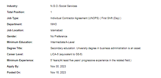 UN-WHO need HR Assistant Jobs 2023
