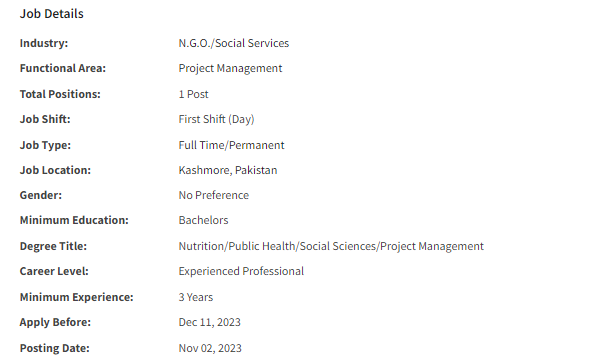 District Nutrition Manager need by NGO Jobs 2023