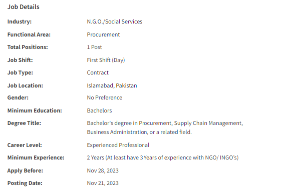 Cesvi International INGO need Procurement Officer Jobs 2023
