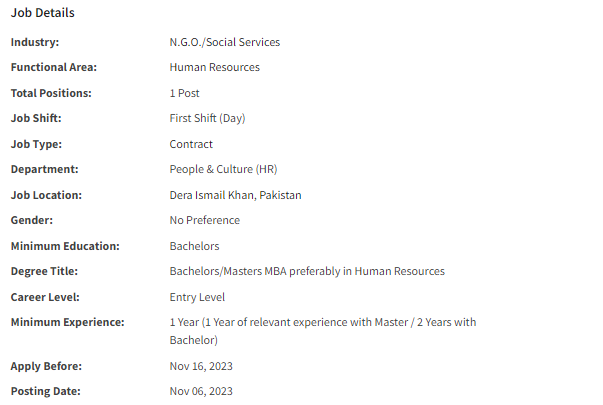 INGO need Assistant Officer People & Operations-HR Jobs 2023