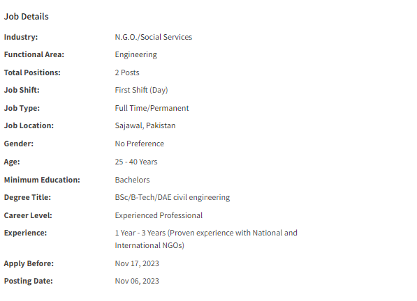 INGO required Field Engineer Jobs 2023