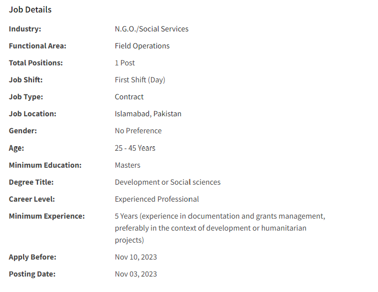 INGO required Documentation and Grants Officer Jobs 2023