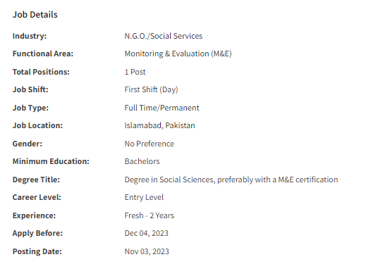 Monitoring Evaluation & Reporting Officer need by NGO Jobs 2023