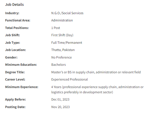INGO need Logistics Officer Jobs 2023