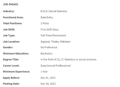 Data Assistant need by INGO for multiple cities Jobs 2023