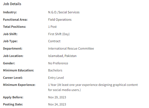 Responsive Information Assistant required by IRC International Jobs 2023