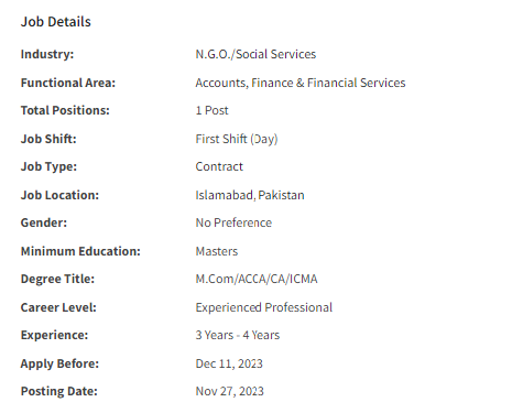 Shifa Foundation NGO need Assistant Manager Finance / Accounts Jobs 2023