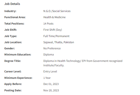 INGO need Vaccinator for multiple cities Jobs 2023