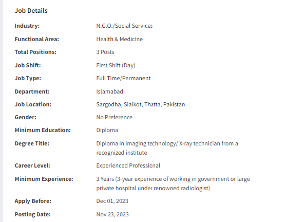 Mercy Corps International need Medical Imaging Technician Jobs 2023