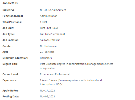 INGO need Office Assistant Jobs 2023