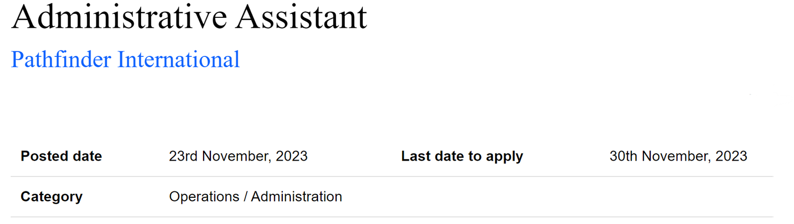 Pathfinder International INGO need Administrative Assistant Jobs 2023