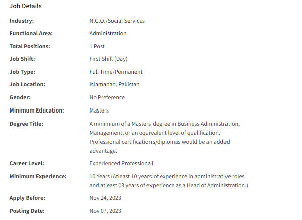 NGO need Director Administration Jobs 2023