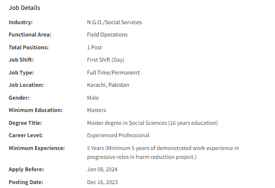 Prison Support Officer need by NGO Nai Zindagi Jobs 2023-2024