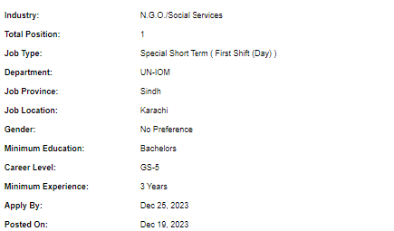 UN-IOM need IT Assistant Jobs 2023 IT