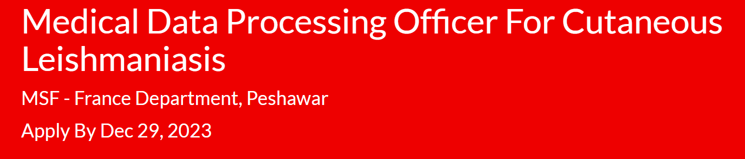 MSF - France International INGO need Medical Data Processing Officer Jobs 2023