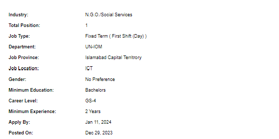UN-IOM need Finance Assistant Jobs 2024