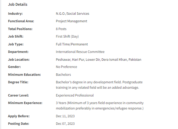IRC International need Social Organizer for multiple cities Jobs 2023