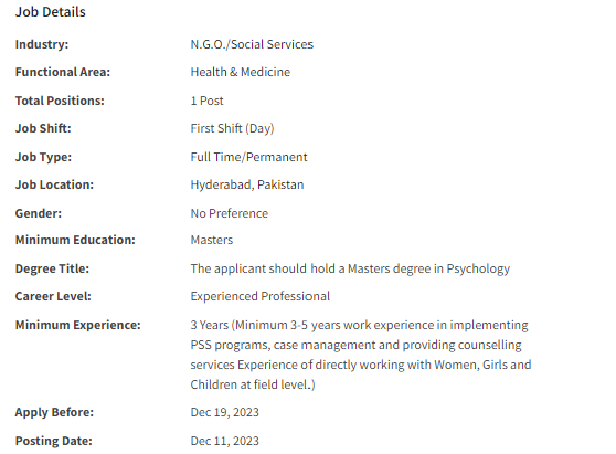 IRC International INGO need Psychologist Jobs 2023