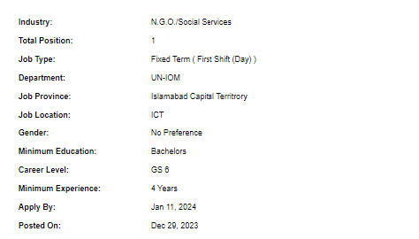 UN-IOM need Senior Finance Assistant Jobs 2024