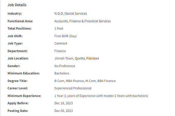 Islamic Relief International INGO need Assistant Finance Officer Jobs 2023