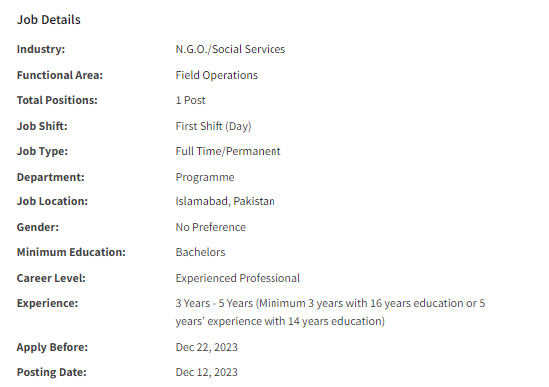 Islamic Relief International INGO need Programme Reporting Officer Jobs 2023