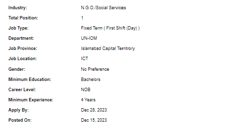 UN-IOM need National Monitoring and Evaluation Officer Jobs 2023
