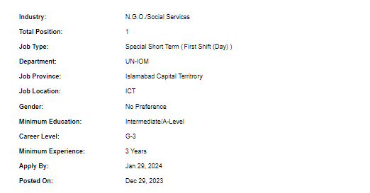 UN-IOM need Admin Clerk Jobs 2024