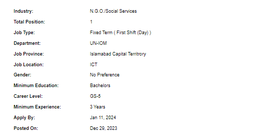 UN-IOM need Human Resources Assistant Jobs 2024