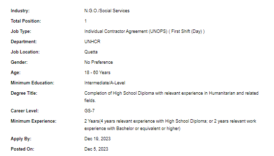 UNHCR need Senior GBV Associate Jobs 2023