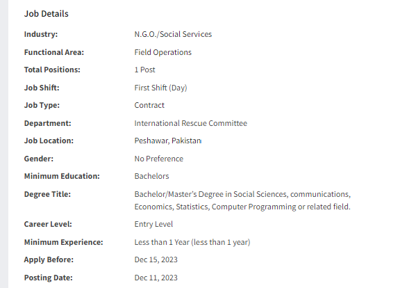 IRC International INGO need Client Responsiveness Assistant Jobs 2023